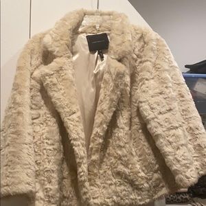 Robert Rodriguez beige cream faux fur jacket